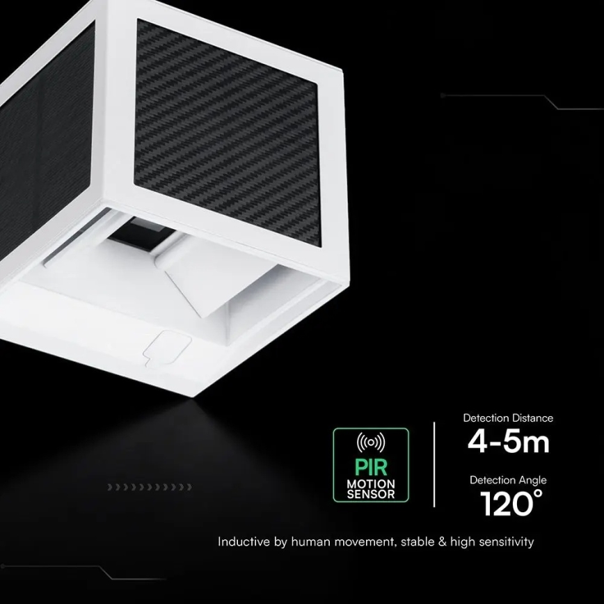 LED-Solar-Wandleuchte mit Sensor LED/9W/3,7V 3000/4000/6000K IP65 2600 mAh weiß