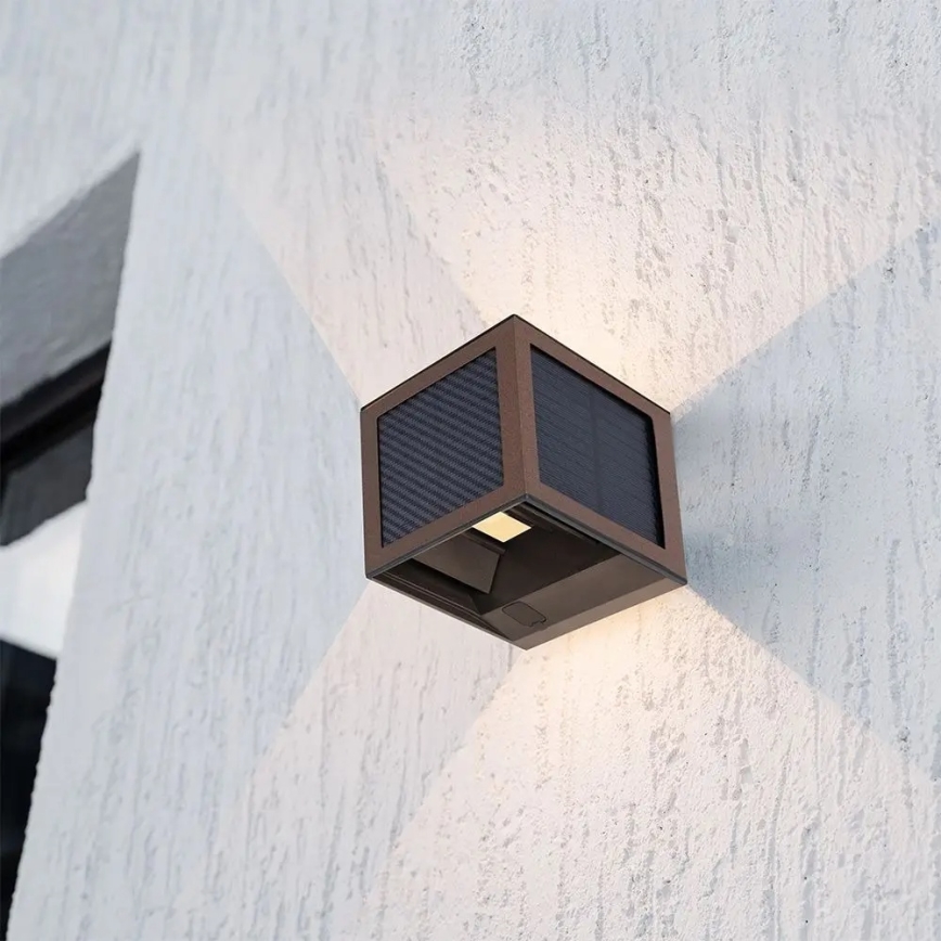 LED-Solar-Wandleuchte mit Sensor, 9 W, 3,7 V, 3000/4000/6000 K, IP65, 2600 mAh, braun