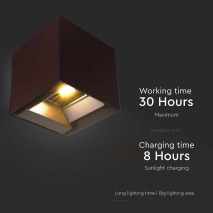 LED Solar-Wandleuchte mit Sensor LED/9W/3,7V 3000/4000/5000K 2600 mAh IP65 Braun