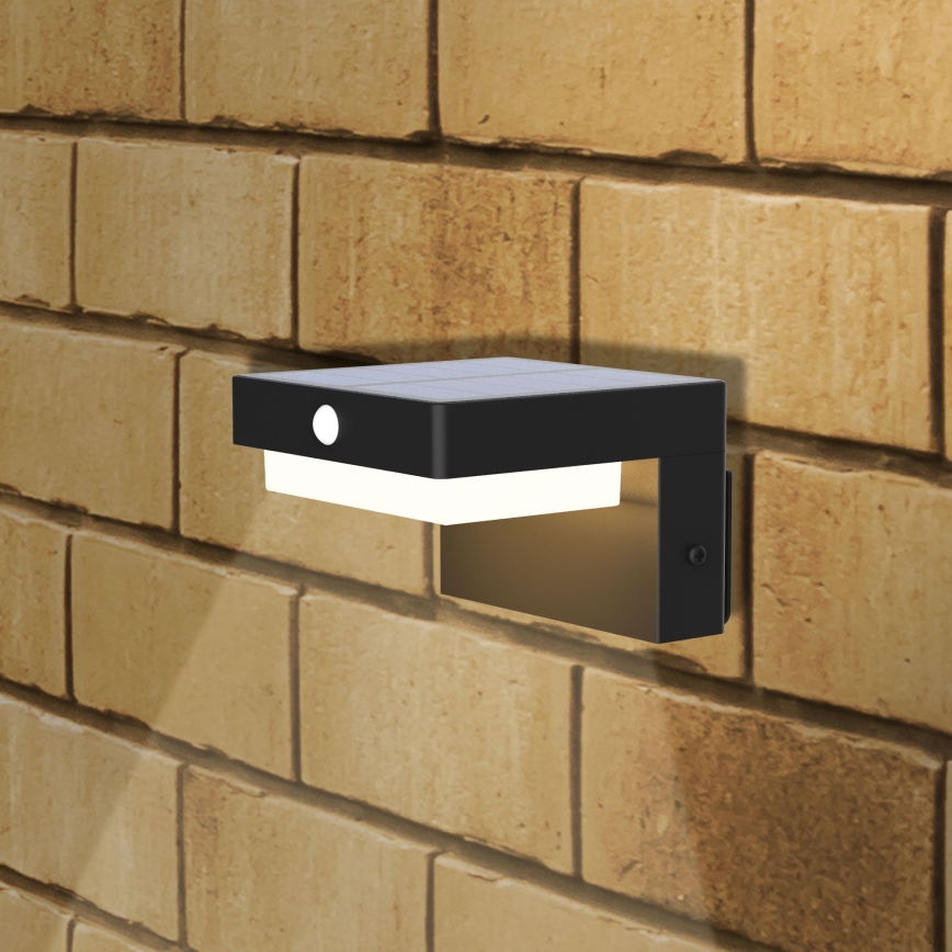 LED Solar-Wandleuchte mit Sensor MALI LED/4,5W/3,7V 2000 mAh IP44 schwarz