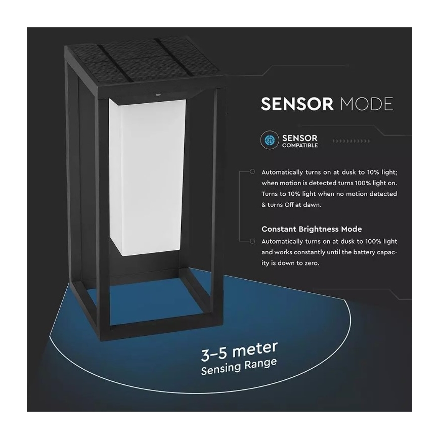 LED Solar-Wandleuchte mit Sensor SAMSUNG CHIP LED/2W/3,7V IP65 2600 mAh