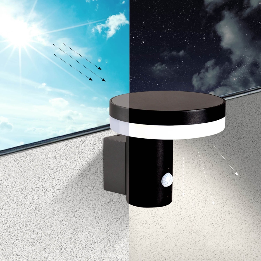 LED Solar-Wandleuchte mit Sensor SOLARIS3 LED/5,5W/3,7V 4000K IP44 2600 mAh