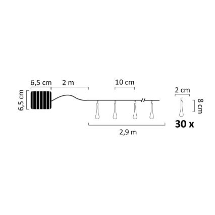 LED-Solarkette ICE 30xLED/1,2V IP44