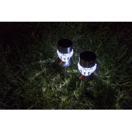 LED Solarlampe CRYSTAL 2xLED-RGB/0,02W/1xAAA matt chrom