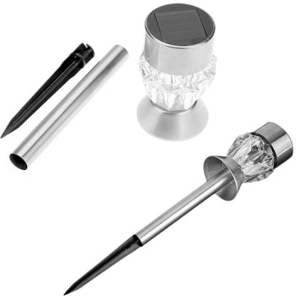 LED Solarlampe CRYSTAL 2xLED-RGB/0,02W/1xAAA chrom matt