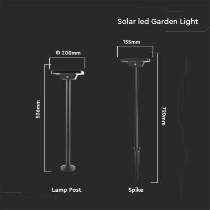 LED-Solarlampe für den Außenbereich 2-in-1 LED/2W/3,7V IP65 3000/4000/6500K