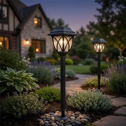 LED-Solarlampe LAWN, LED/1,2 V, 100 mAh, 3000 K, 44 cm, IP44, schwarz