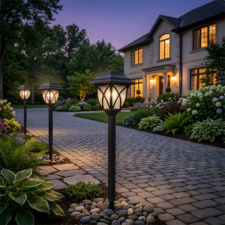 LED-Solarlampe LAWN, LED/1,2 V, 100 mAh, 3000 K, 44 cm, IP44, schwarz
