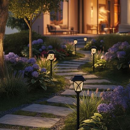 LED-Solarlampe LAWN, LED/1,2 V, 100 mAh, 3000 K, 44 cm, IP44, schwarz