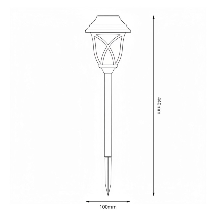 LED-Solarlampe LAWN, LED/1,2 V, 100 mAh, 3000 K, 44 cm, IP44, schwarz