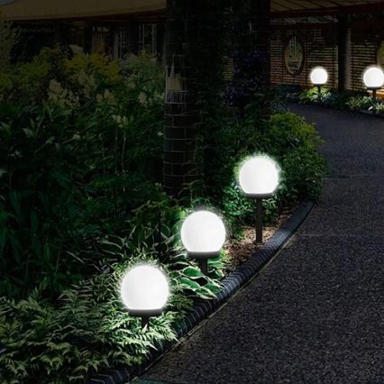 LED-Solarlampe LED/1,2 V 6500 K 200 mAh Ø 10 cm IP44 weiß/schwarz