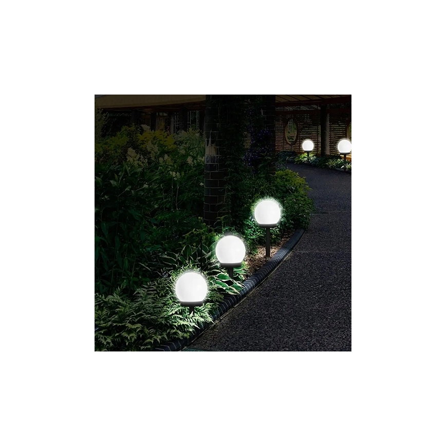 LED-Solarlampe LED/1,2 V 6500 K 200 mAh Ø 10 cm IP44 weiß/schwarz