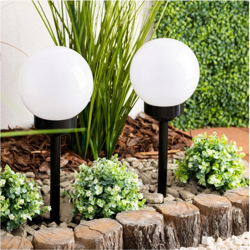 LED-Solarlampe LED/1,2 V 6500 K 200 mAh Ø 10 cm IP44 weiß/schwarz