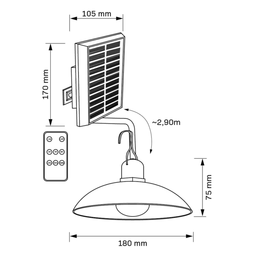 LED-Solarleuchte CELINA LED/1,8W/3,7V 2400 mAh IP44 + Fernbedienung