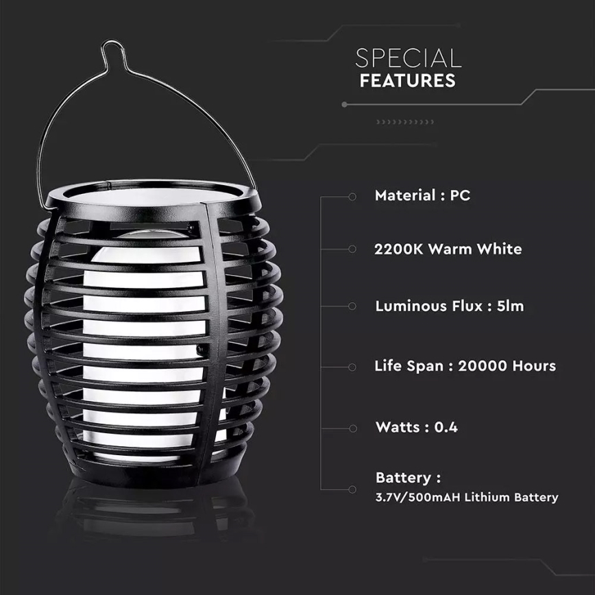 LED-Solarleuchte FLAME 4in1 1xLED/0,45W/3,7V IP44 500 mAh