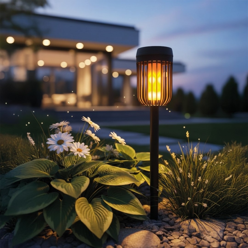 LED-Solarleuchte FLAME LED/1,2V 100 mAh 1800K 37 cm IP44 schwarz