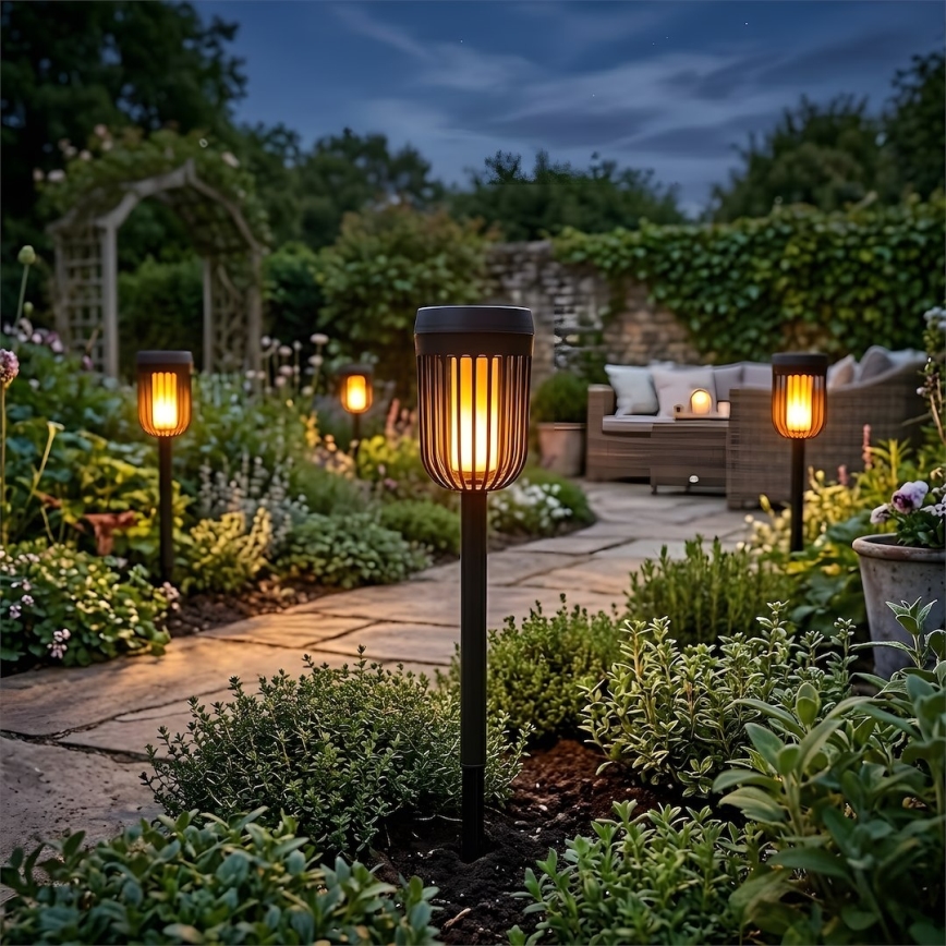LED-Solarleuchte FLAME LED/1,2V 100 mAh 1800K 37 cm IP44 schwarz