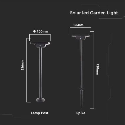 LED-Solarleuchte für den Außenbereich 2in1 LED/2W/3,7V IP65 3000/4000/6500K 2600 mAh