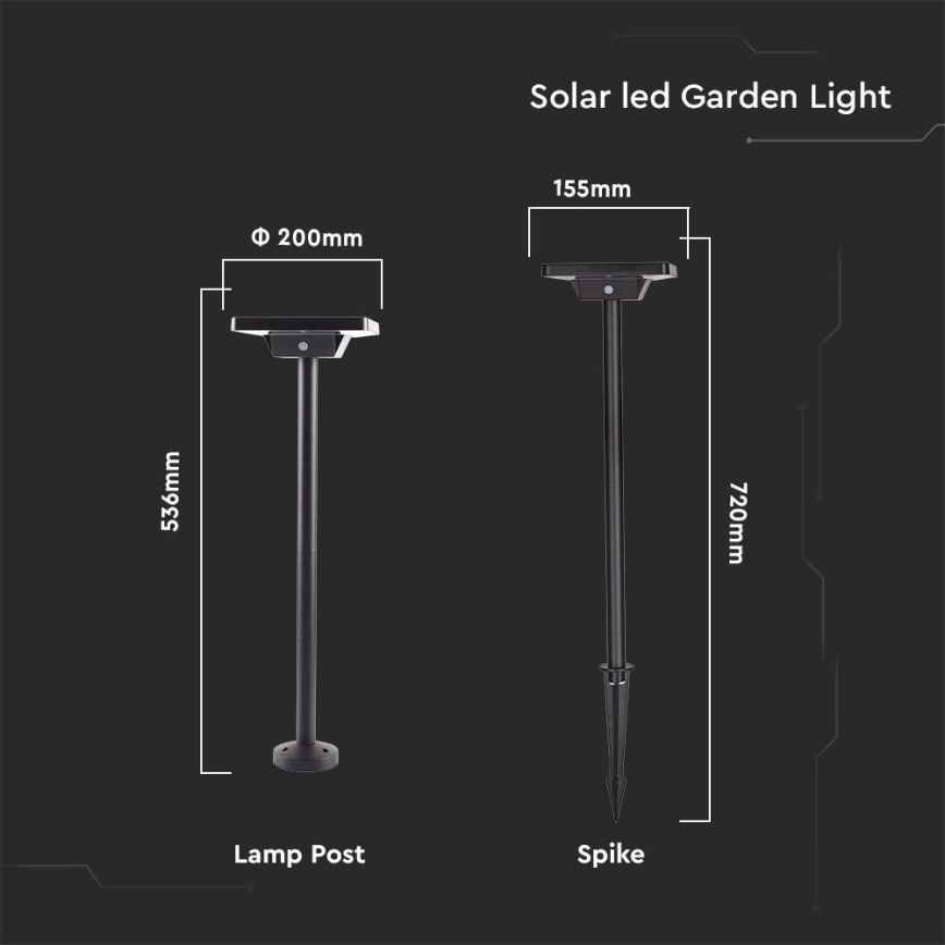 LED-Solarleuchte für den Außenbereich 2in1 LED/2W/3,7V IP65 3000/4000/6500K 2600 mAh