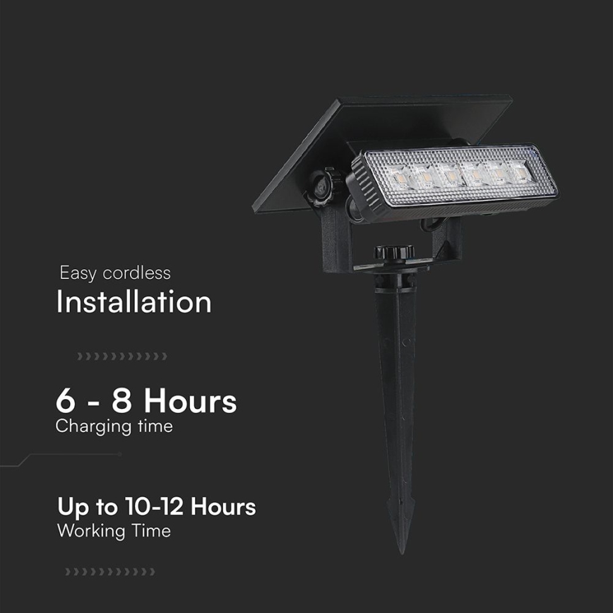 LED-Solarleuchte LED/0,9W/3,7V 3000K IP65 1200 mAh schwarz