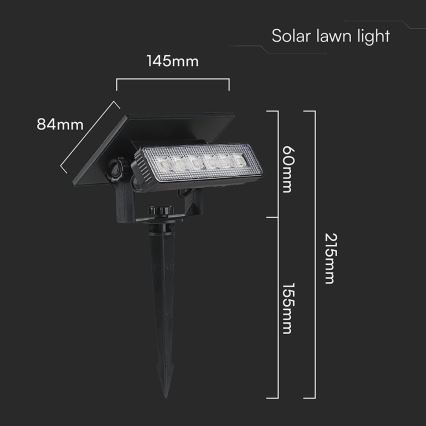 LED-Solarleuchte LED/0,9W/3,7V 3000K IP65 1200 mAh schwarz