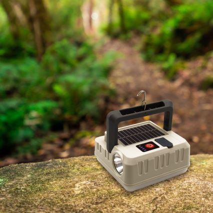 LED dimmbare wiederaufladbare Solarlampe mit Powerbank-Funktion LED/1W/5,5V 8000K IPX4 1200 mAh grau