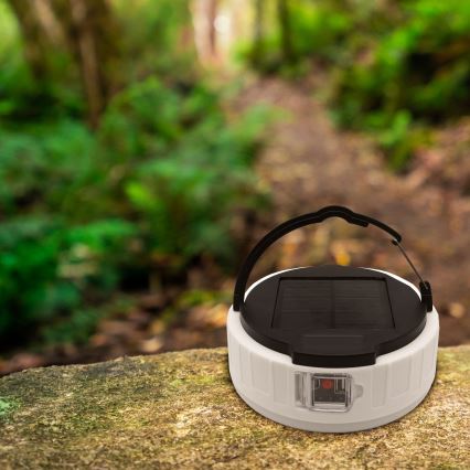 LED dimmbare wiederaufladbare Solarlampe mit Powerbank-Funktion K3 LED/2W/5,5V 6500K IPX4 2400 mAh schwarz/weiß