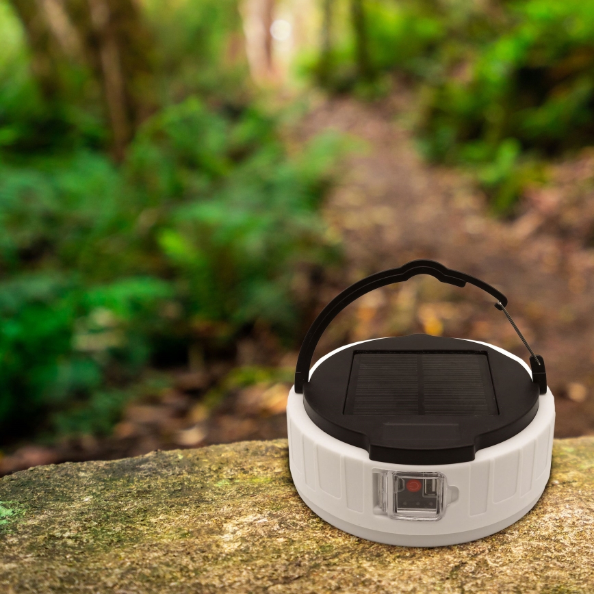 LED dimmbare wiederaufladbare Solarlampe mit Powerbank-Funktion K3 LED/2W/5,5V 6500K IPX4 2400 mAh schwarz/weiß