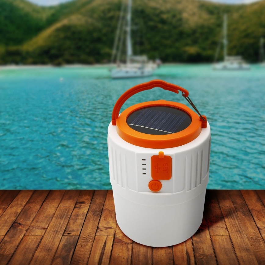 LED dimmbare wiederaufladbare Solarlampe mit Powerbank-Funktion K1 LED/3W/3,7V 7000K IPX4 3200 mAh weiß