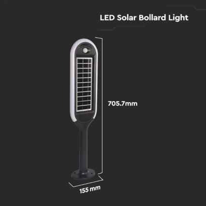 LED-Solarleuchte mit Sensor BOLLARD LED/5W/5,5V 70 cm 4000K IP65 2000 mAh