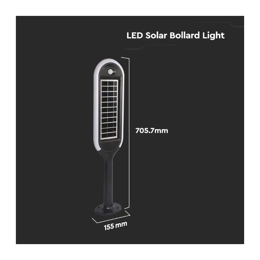 LED-Solarleuchte mit Sensor BOLLARD LED/5W/5,5V 70 cm 4000K IP65 2000 mAh