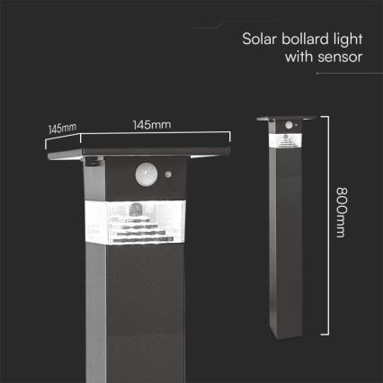 LED-Solarleuchte mit Sensor LED/2,5W/3,7V IP54 3000K