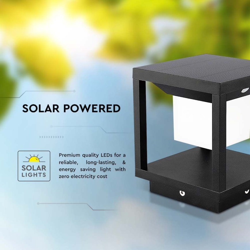 LED-Solarleuchte mit Sensor LED/2W/5,5V 3000K IP65 2600 mAh schwarz