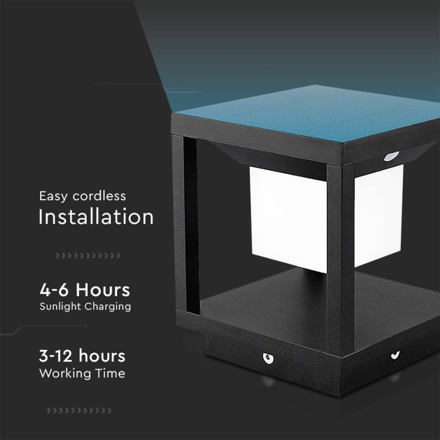LED-Solarleuchte mit Sensor LED/2W/5,5V 3000K IP65 2600 mAh schwarz