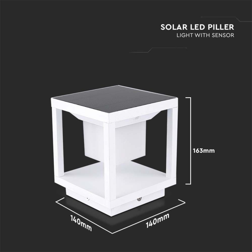 LED-Solarleuchte mit Sensor LED/2W/5,5V 3000K IP65 2600 mAh weiß
