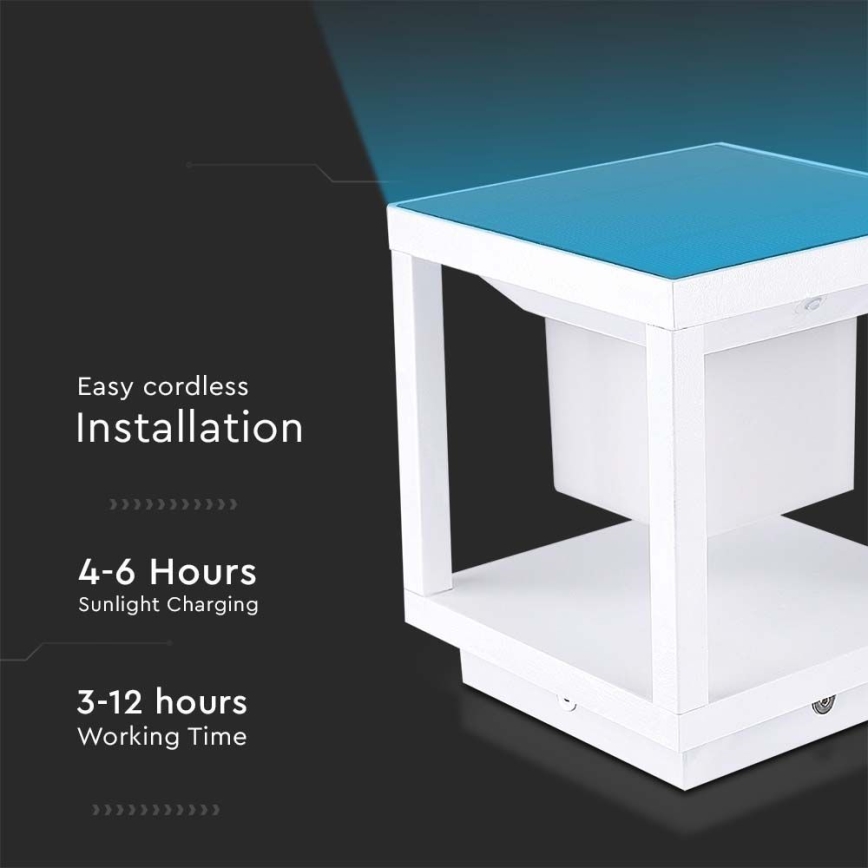 LED Solarleuchte mit Sensor LED/2W/5,5V 3000K IP65 2600 mAh Weiß
