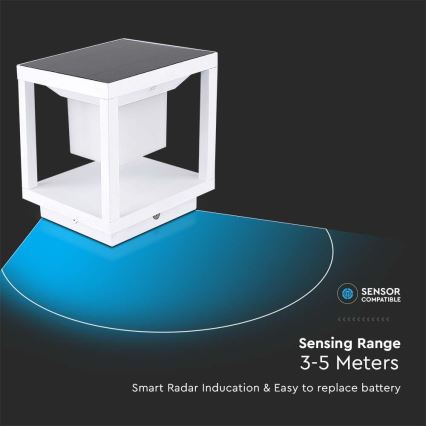 LED Solarleuchte mit Sensor LED/2W/5,5V 3000K IP65 2600 mAh Weiß