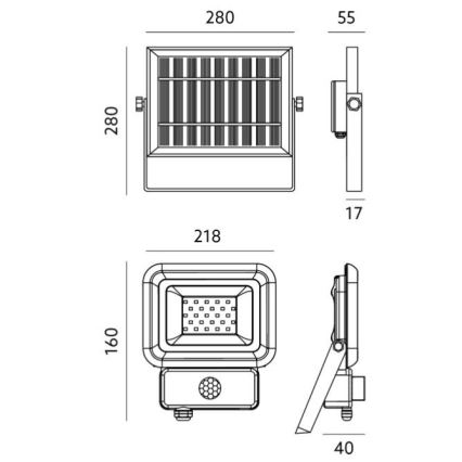 LED-Solarleuchte mit Sensor LED/30W/3,7V 6500K IP65