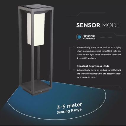 LED-Solarleuchte mit Sensor SAMSUNG CHIP LED/2W/3,7V IP65 2600 mAh