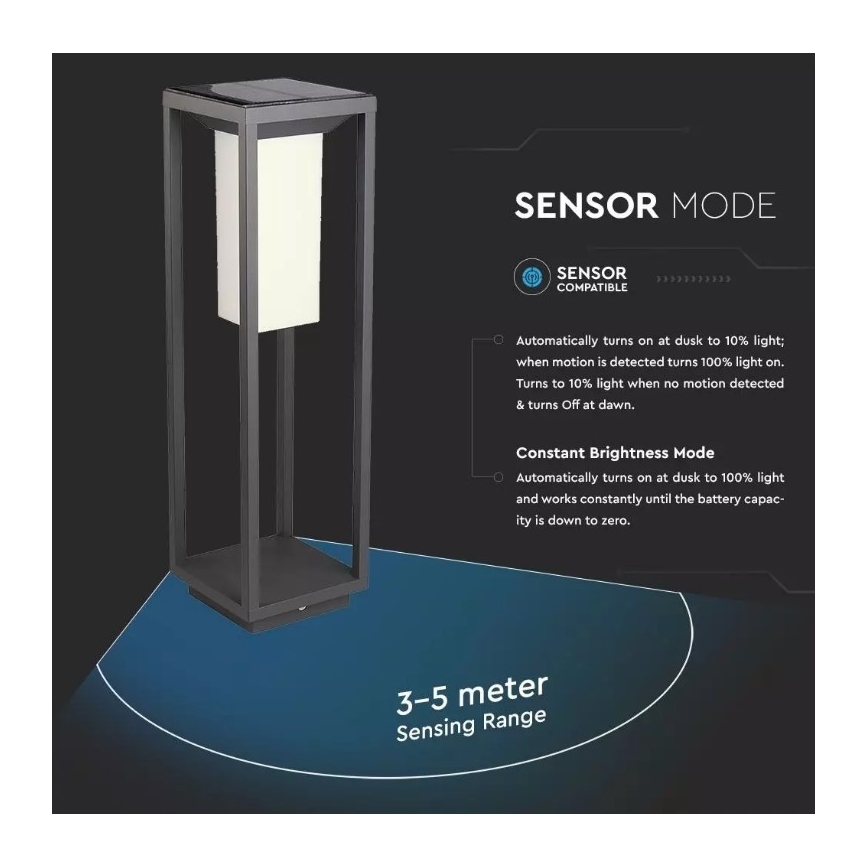 LED-Solarleuchte mit Sensor SAMSUNG CHIP LED/2W/3,7V IP65 2600 mAh