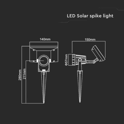 LED-Solarleuchte SPIKE LED/2W/5,5V IP65 6400K 1200 mAh