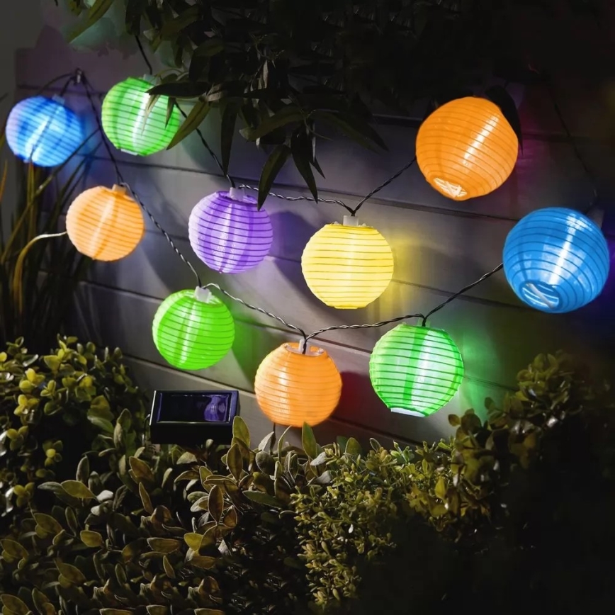 LED-Solarlichterkette 10xLED/1,2V 3,7m 300mAh IP44 mehrfarbig