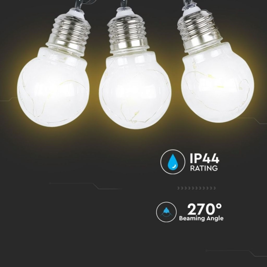 LED-Solarlichterkette 10xLED/1W/1,2V 2 m IP44 3000K