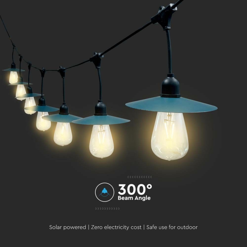 LED-Solarlichterkette 15xLED/0,2W/3,7V 15,6 m 3000K IP44 2400 mAh