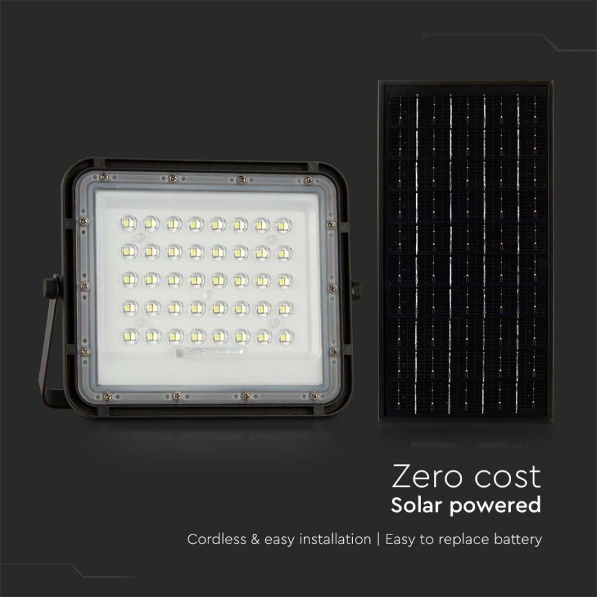 Dimmbarer LED-Outdoor-Solarstrahler LED/10W/3,2V IP65 4000K 6000 mAh schwarz + Fernbedienung