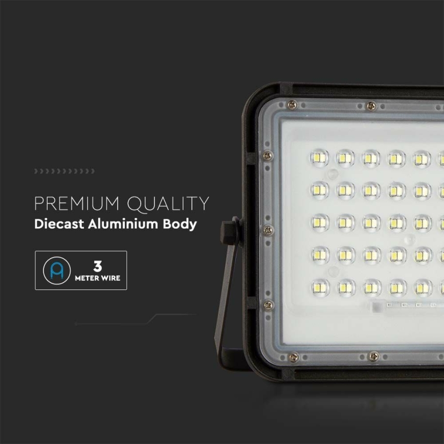 Dimmbarer LED-Outdoor-Solarstrahler LED/10W/3,2V IP65 6400K 6000 mAh schwarz + Fernbedienung