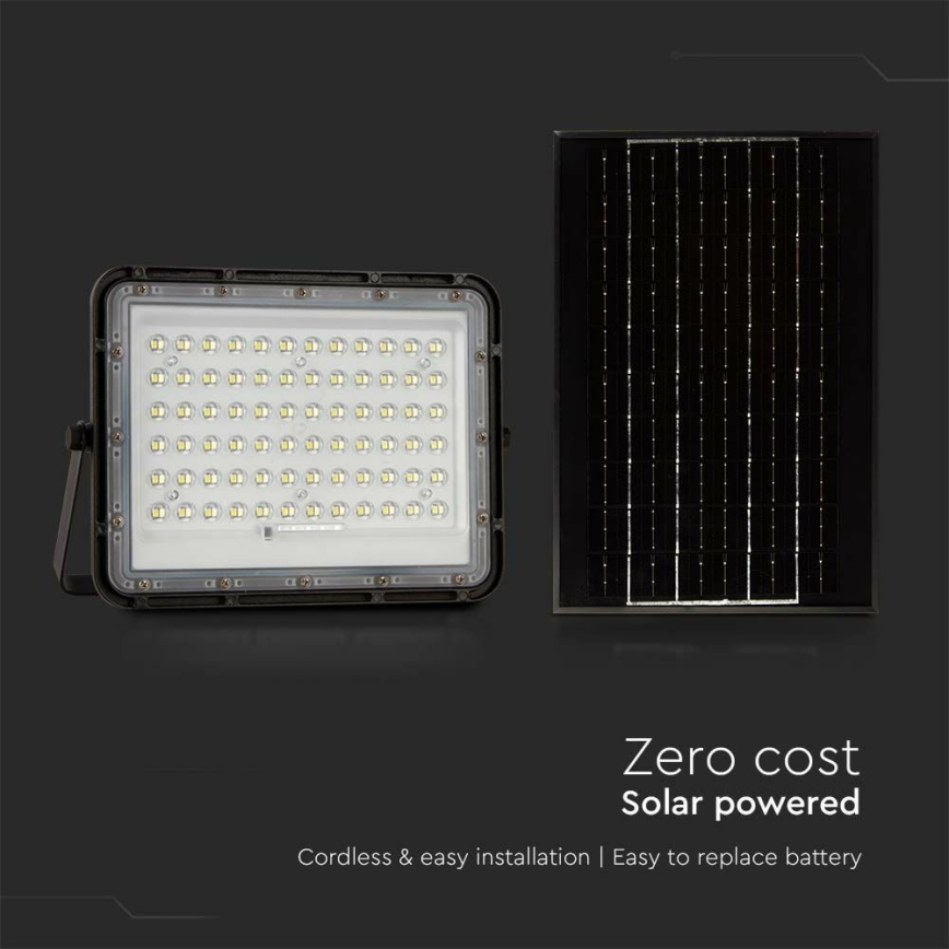 Dimmbarer LED-Outdoor-Solarstrahler LED/15W/3,2V IP65 4000K 12000 mAh schwarz + Fernbedienung