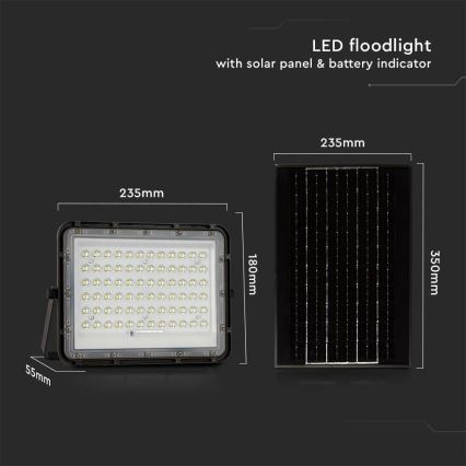 Dimmbarer LED-Outdoor-Solarstrahler LED/15W/3,2V IP65 4000K 12000 mAh schwarz + Fernbedienung