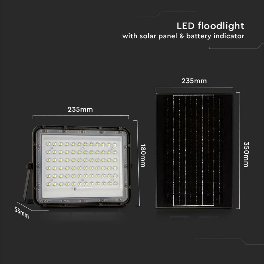 Dimmbarer LED-Outdoor-Solarstrahler LED/15W/3,2V IP65 6400K 12000 mAh schwarz + Fernbedienung