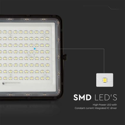 LED Solarstrahler für den Außenbereich LED/200W/3,2V 4000K schwarz IP65 + Fernbedienung